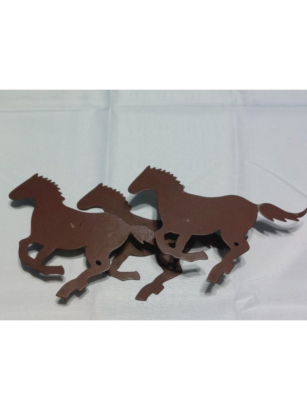 Horses Ponies Metal Silhouette Wall Hanging Plague Brown READ 15x6